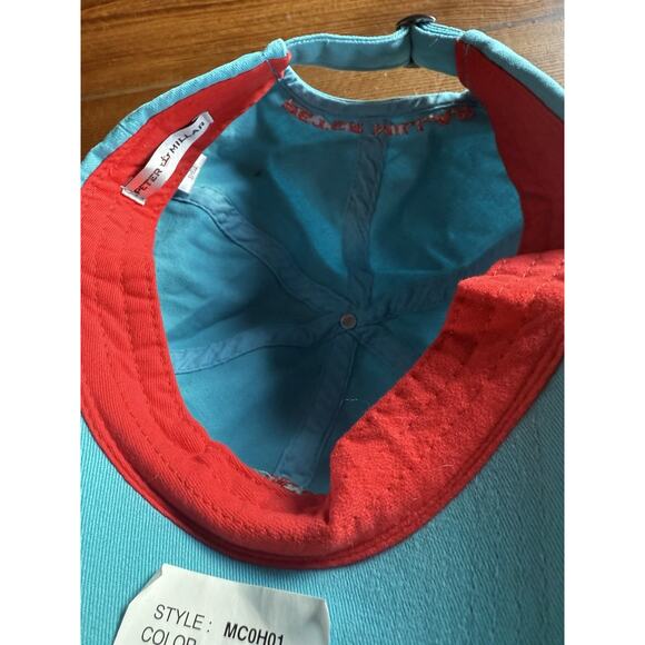 NWT Peter Millar baseball cap aqua blue and orange 100% cotton adjustable - Picture 5 of 6